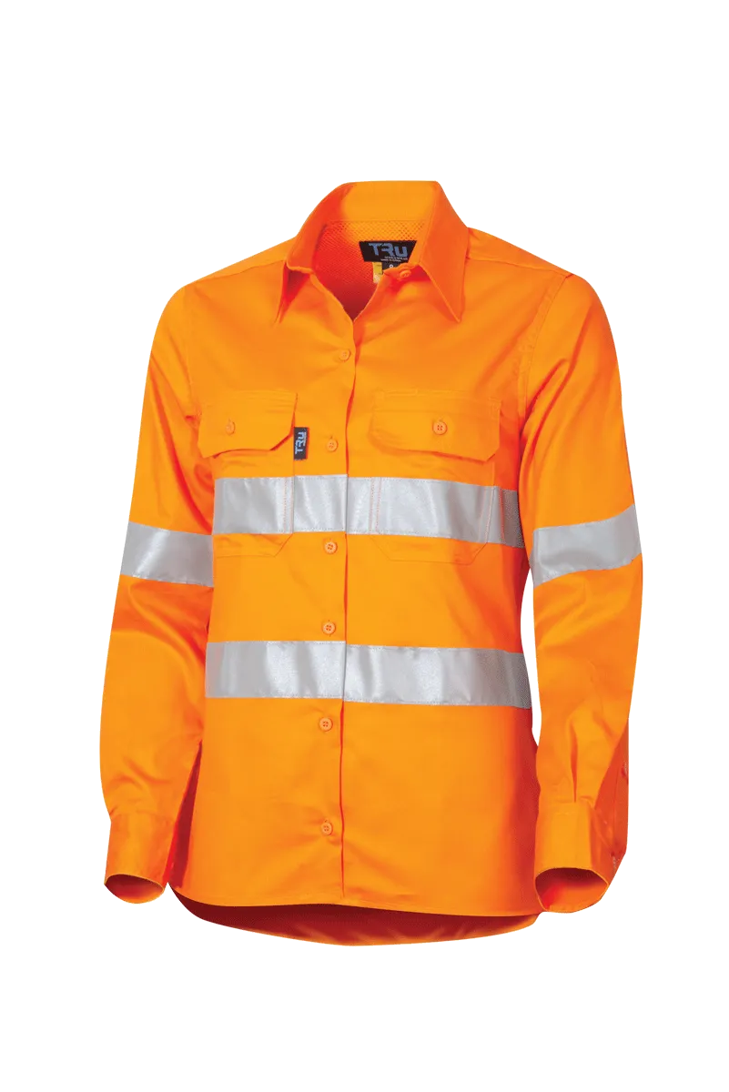 Tru Workwear Ladies Lightweight Hi Vis Taped Orange Shirt DSW1166T1