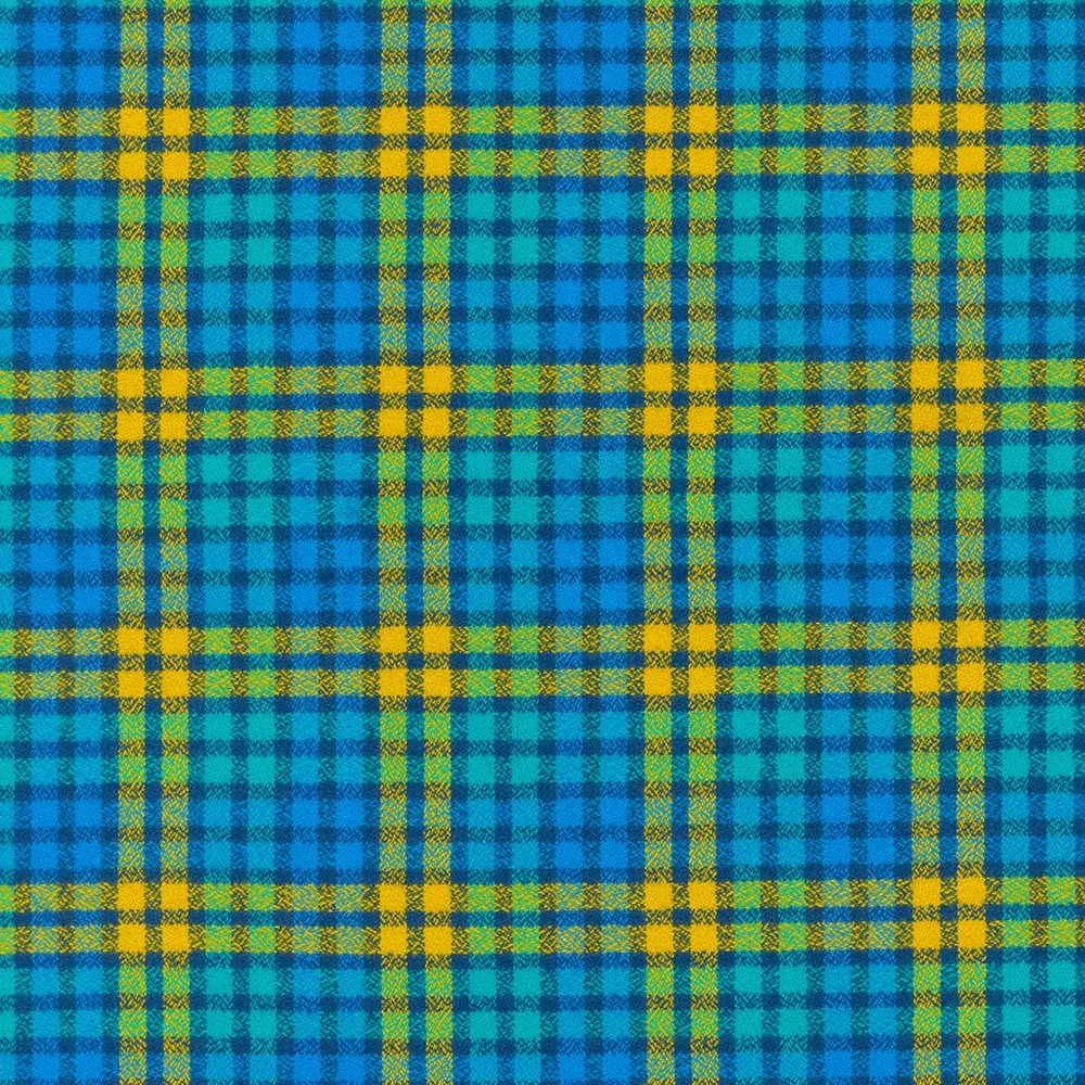 Turquoise/Peri/Yellow/Navy Plaid | Mammoth Flannel | Robert Kaufman