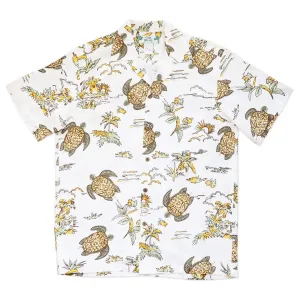 turtle bay white hawaiian rayon shirt