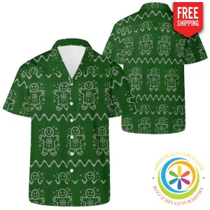 Ugly Sweater Gingerbread Man Holiday Hawaiian Casual Shirt