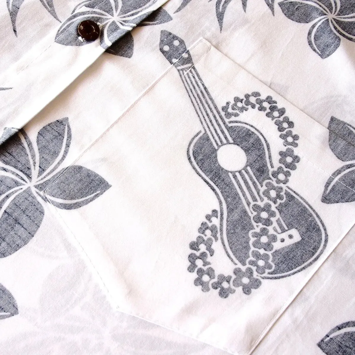 ukulele fun white REVERSE print hawaiian cotton shirt