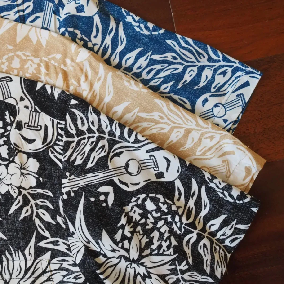 ukulele serenade tan hawaiian rayon shirt