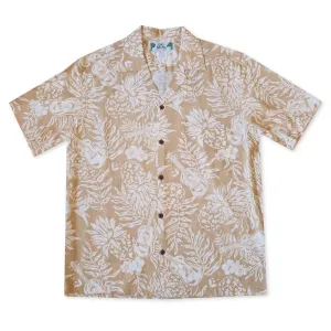 ukulele serenade tan hawaiian rayon shirt