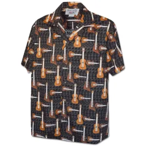 Ukulele Time Black Hawaiian Shirt