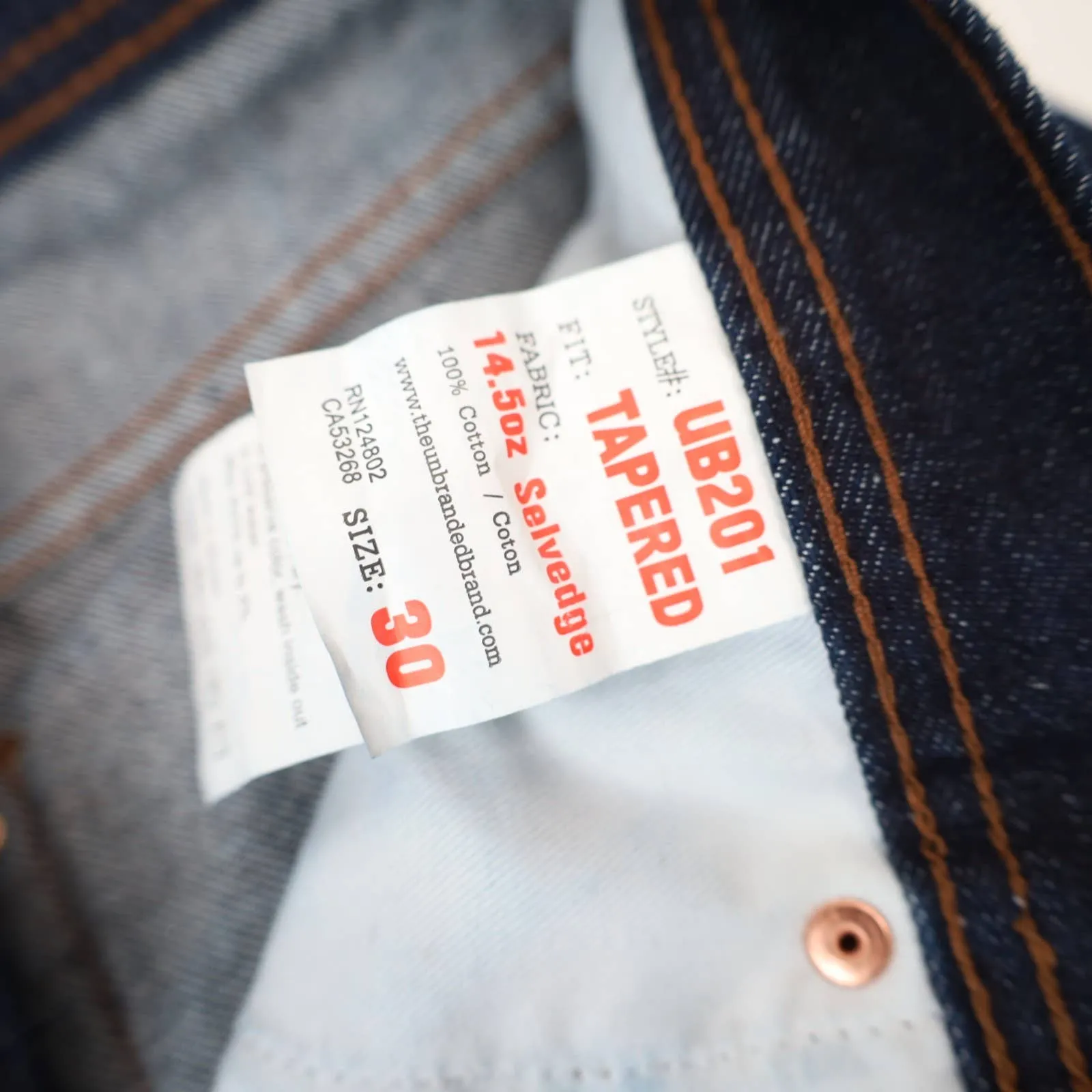 Unbranded Brand UB201 14.5oz Selvedge Denim Jeans - 30''x30"