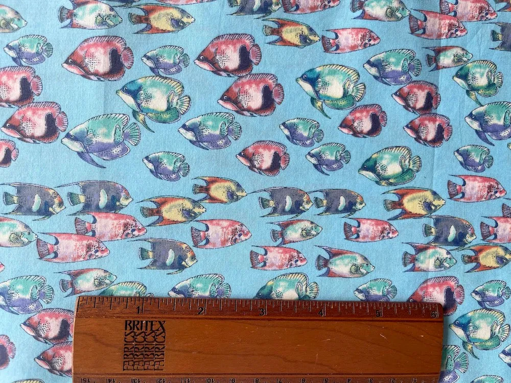 Underwater Tropical School 'O Fish Cotton Lawn (Made in Japan)