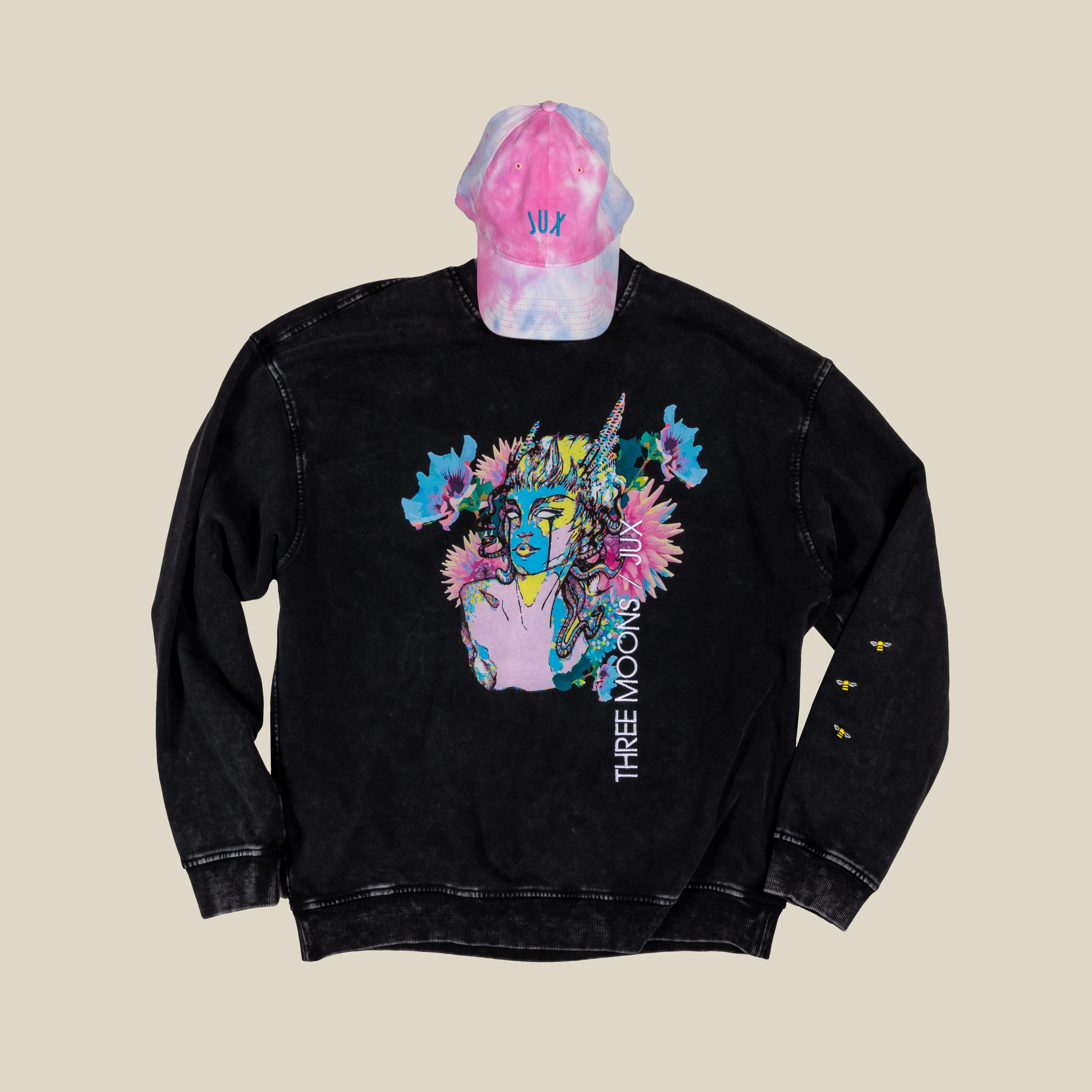 Unisex Embroidered Super Heavyweight Oversized Faded Sweatshirt