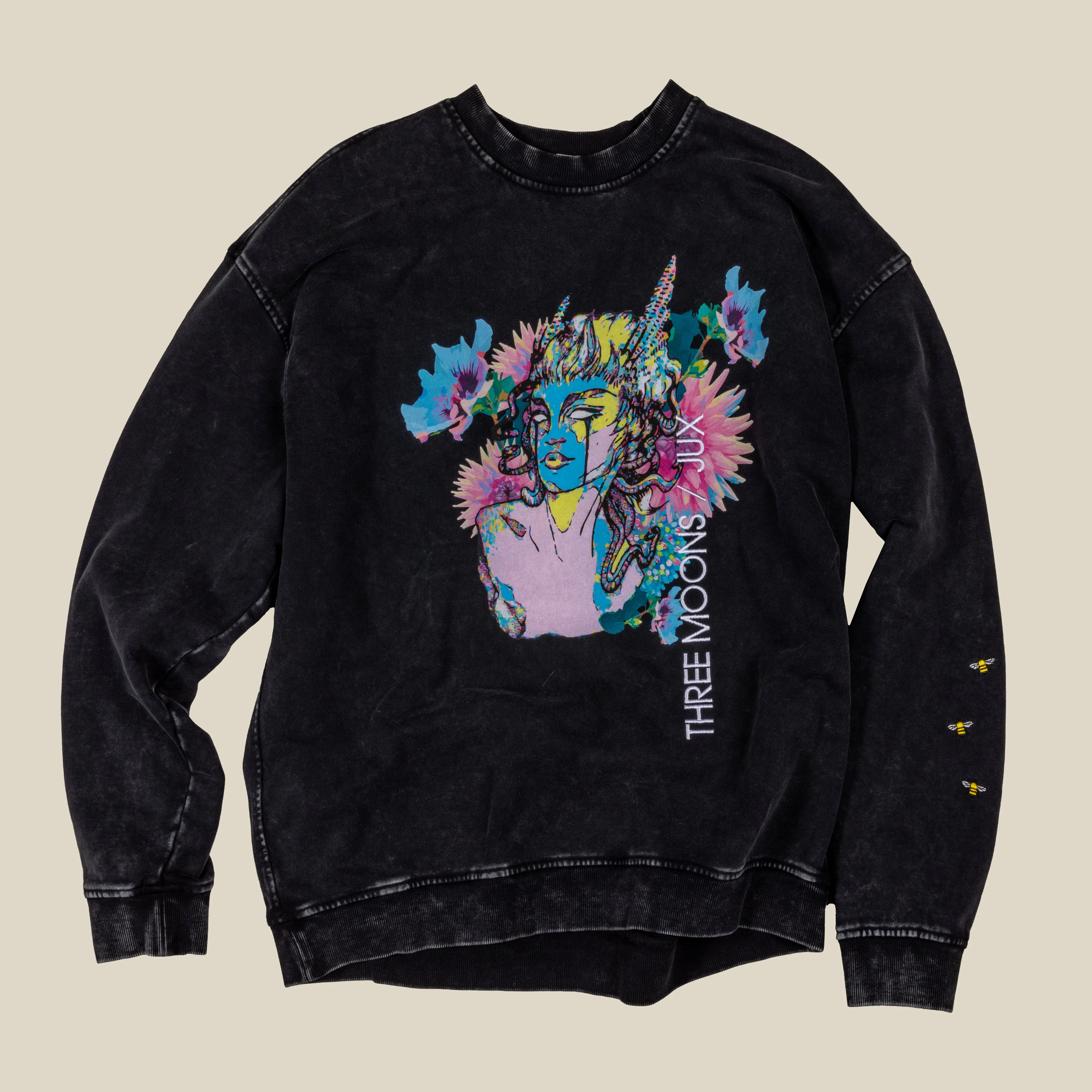 Unisex Embroidered Super Heavyweight Oversized Faded Sweatshirt