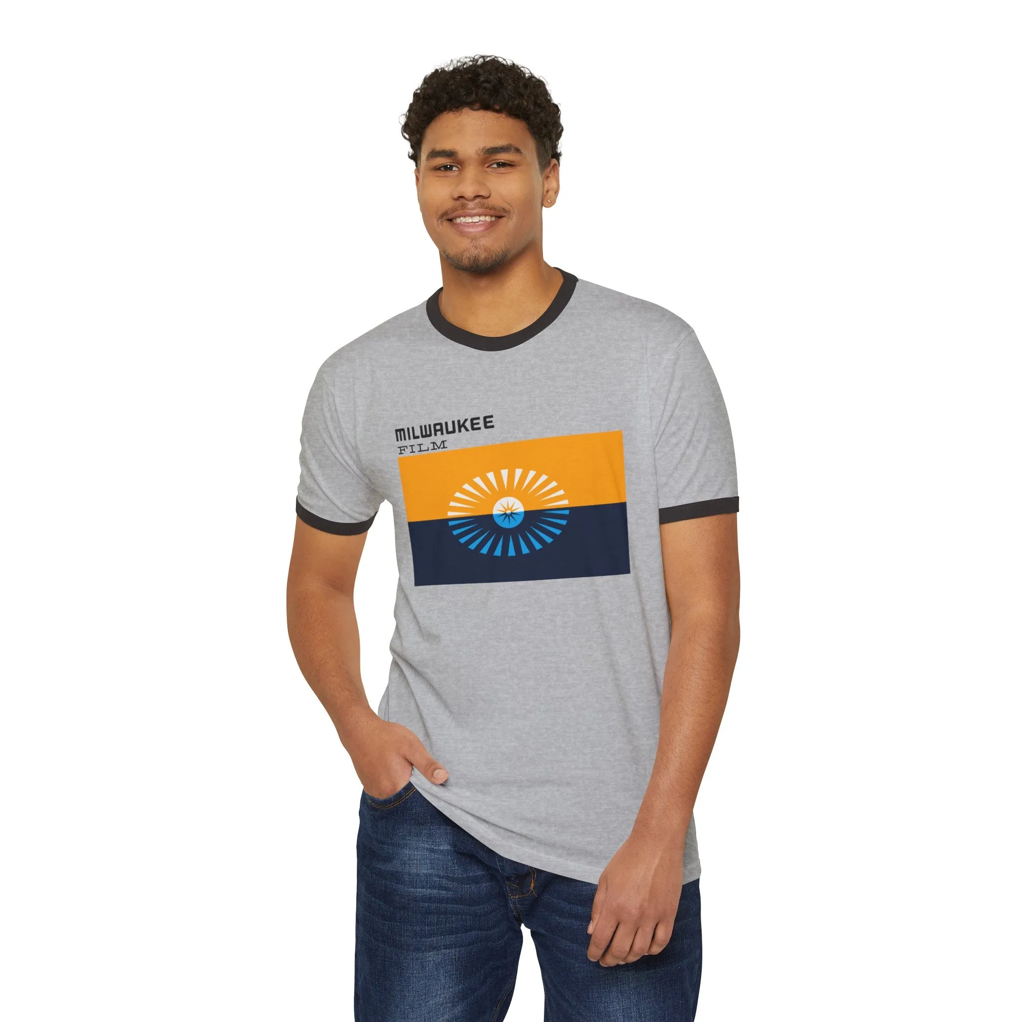 Unisex " MKE Flag" Cotton Ringer T-Shirt