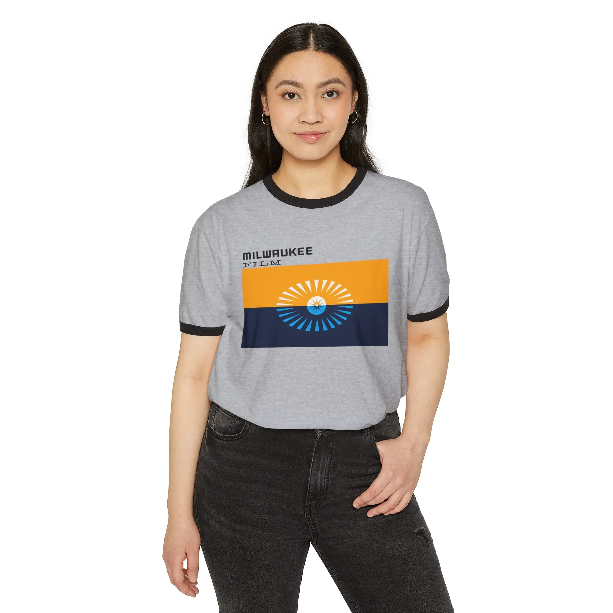 Unisex " MKE Flag" Cotton Ringer T-Shirt