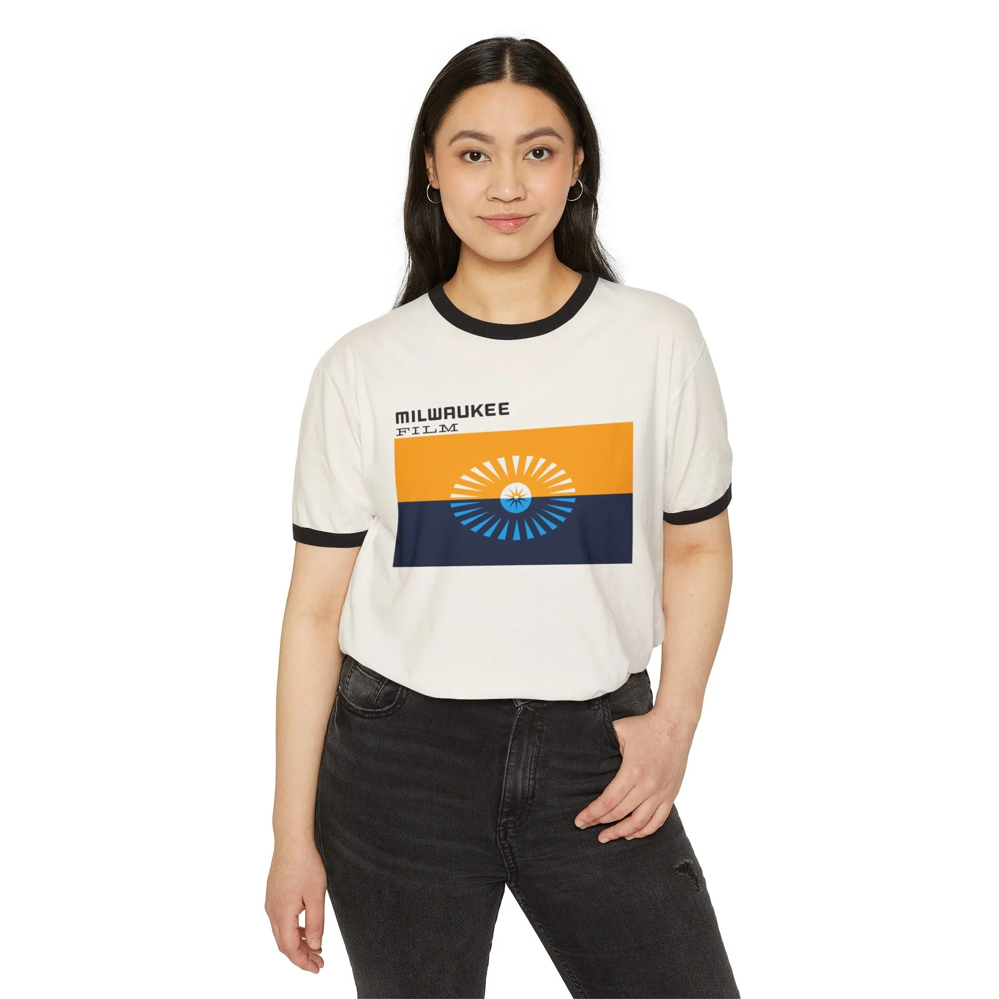 Unisex " MKE Flag" Cotton Ringer T-Shirt
