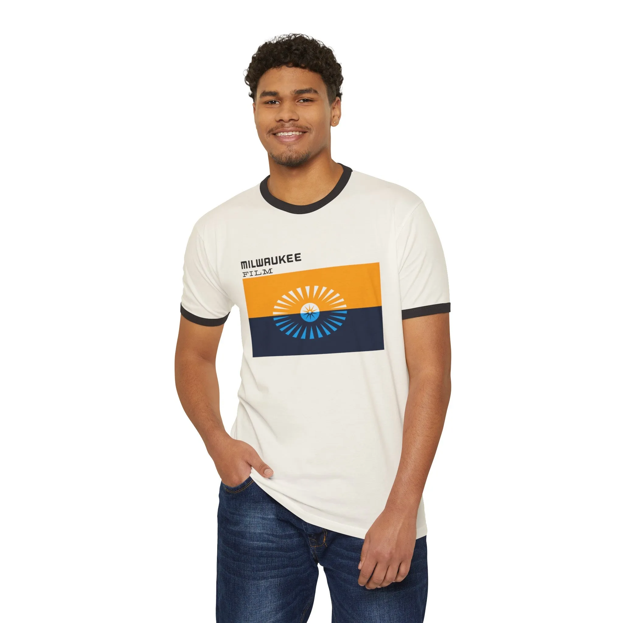 Unisex " MKE Flag" Cotton Ringer T-Shirt