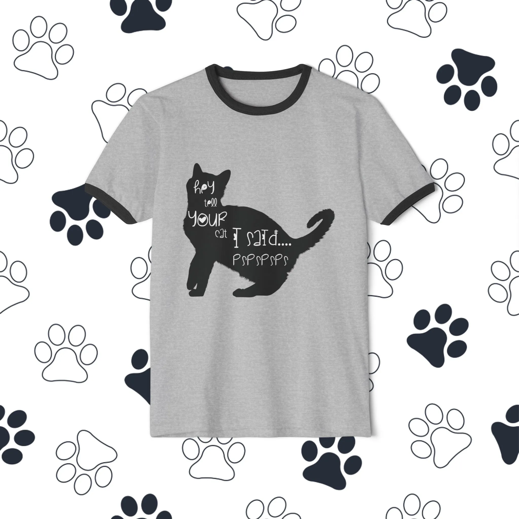 Unisex SCBC "A Few Words" Ringer T-Shirt. Shirt, Branded, Streetwear, Unisex, Cat T-Shirt, Cat, Cat Mom, Cat Dad, Cat Adoption, Cat Lover