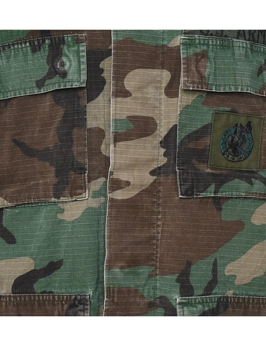 U.S Army Woodland Camouflage Print Military Jacket - M