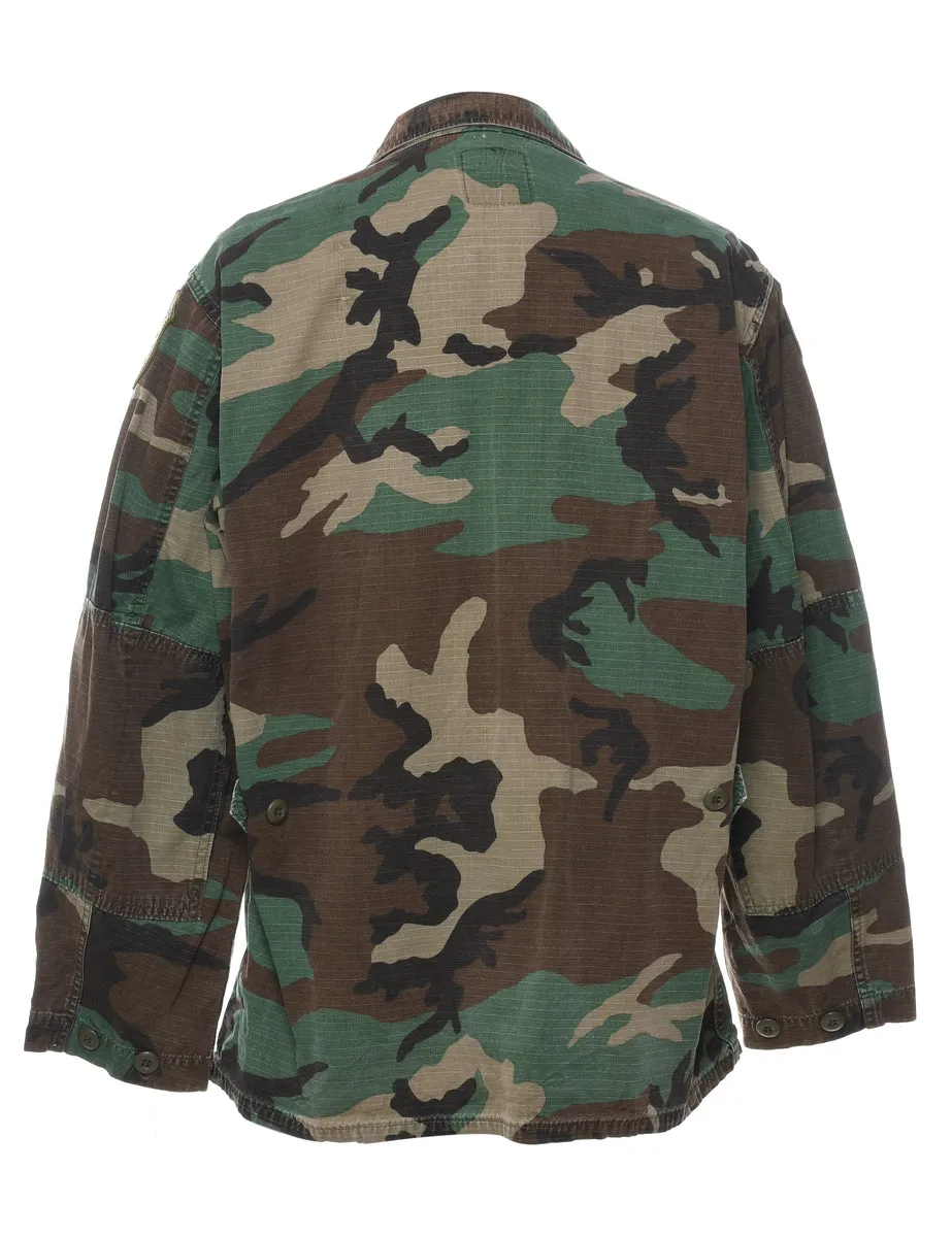 U.S Army Woodland Camouflage Print Military Jacket - M