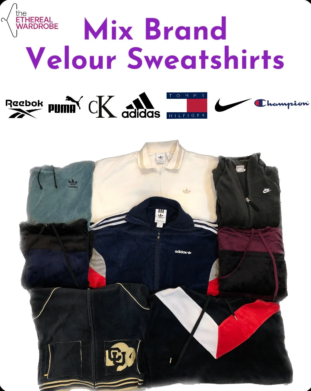 Velour Velvet premium Mix Brand Sweatshirts including Tommy Hilfiger nike Adidas and others