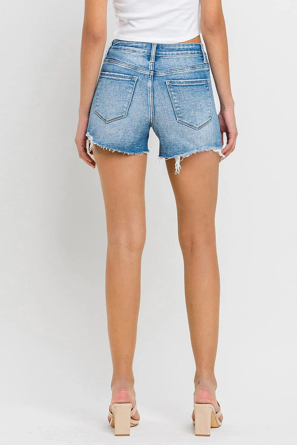 Vervet Distressed Criss Cross Jean Shorts