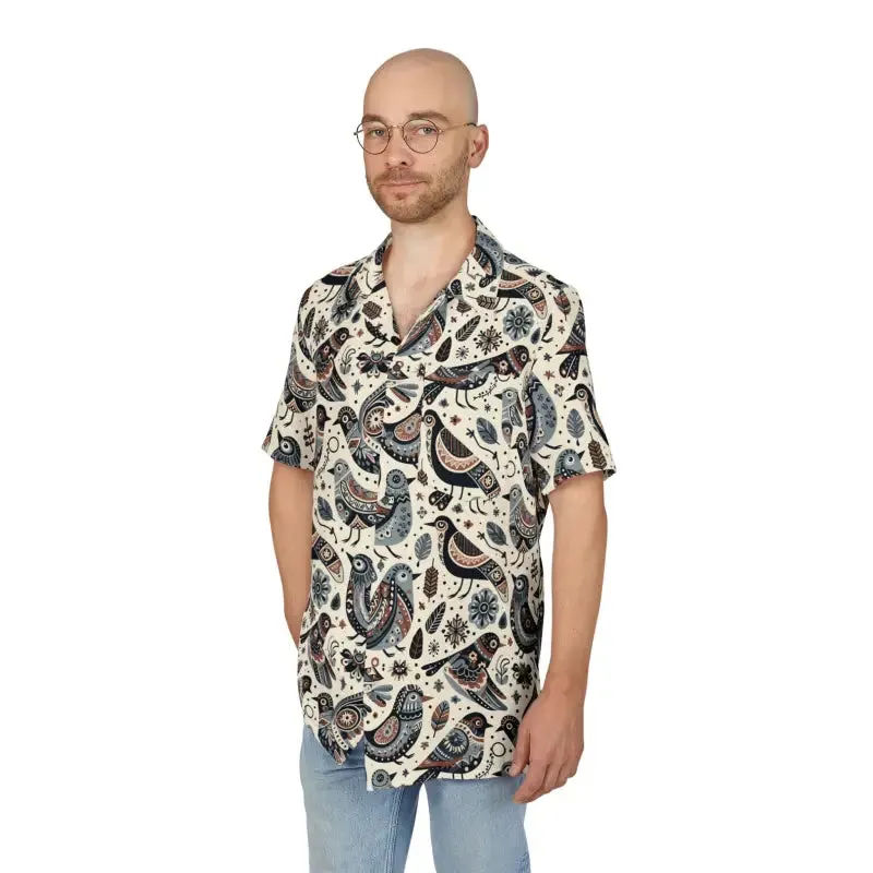 Vibrant Birds Unisex Hawaiian Button Down Shirt