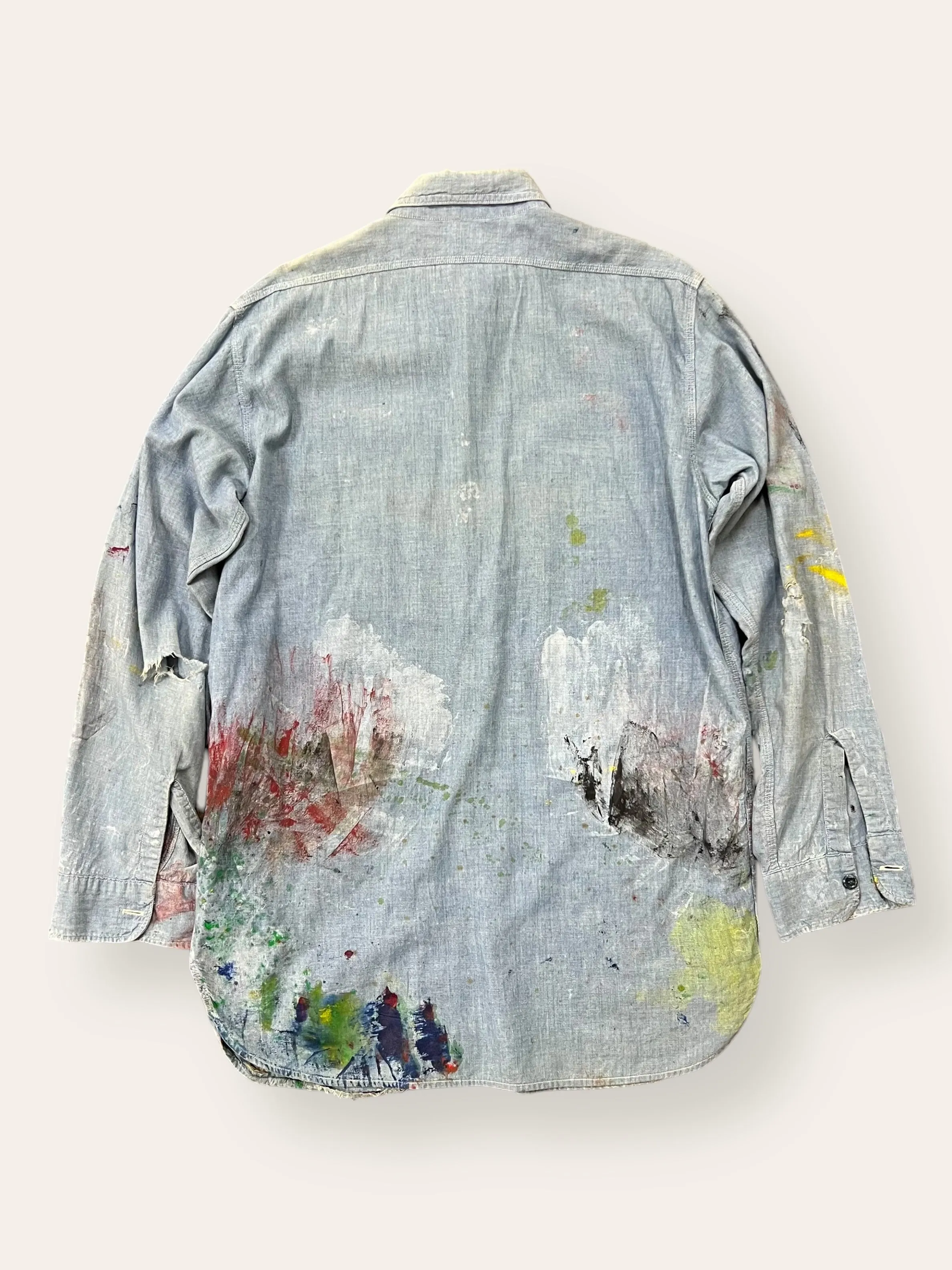 Vintage 1950’s Triple Stitch Chambray Painter’s Work Shirt