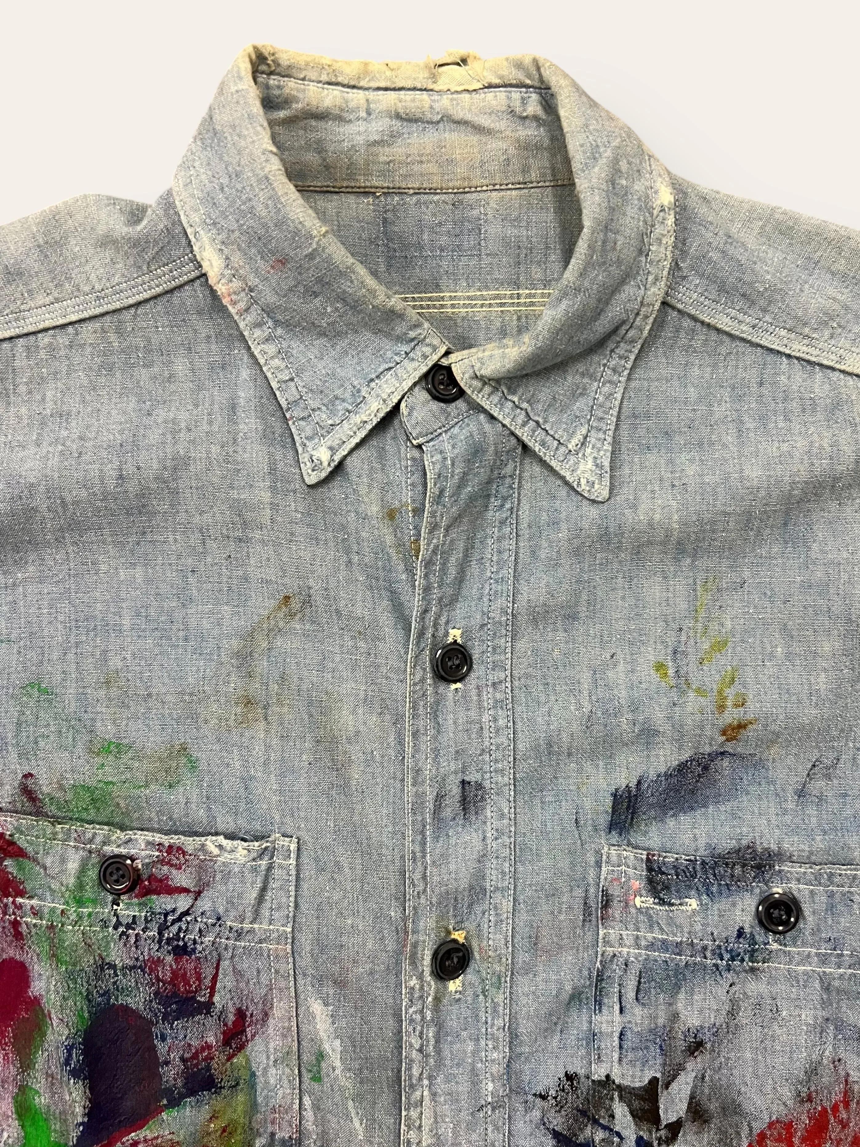 Vintage 1950’s Triple Stitch Chambray Painter’s Work Shirt