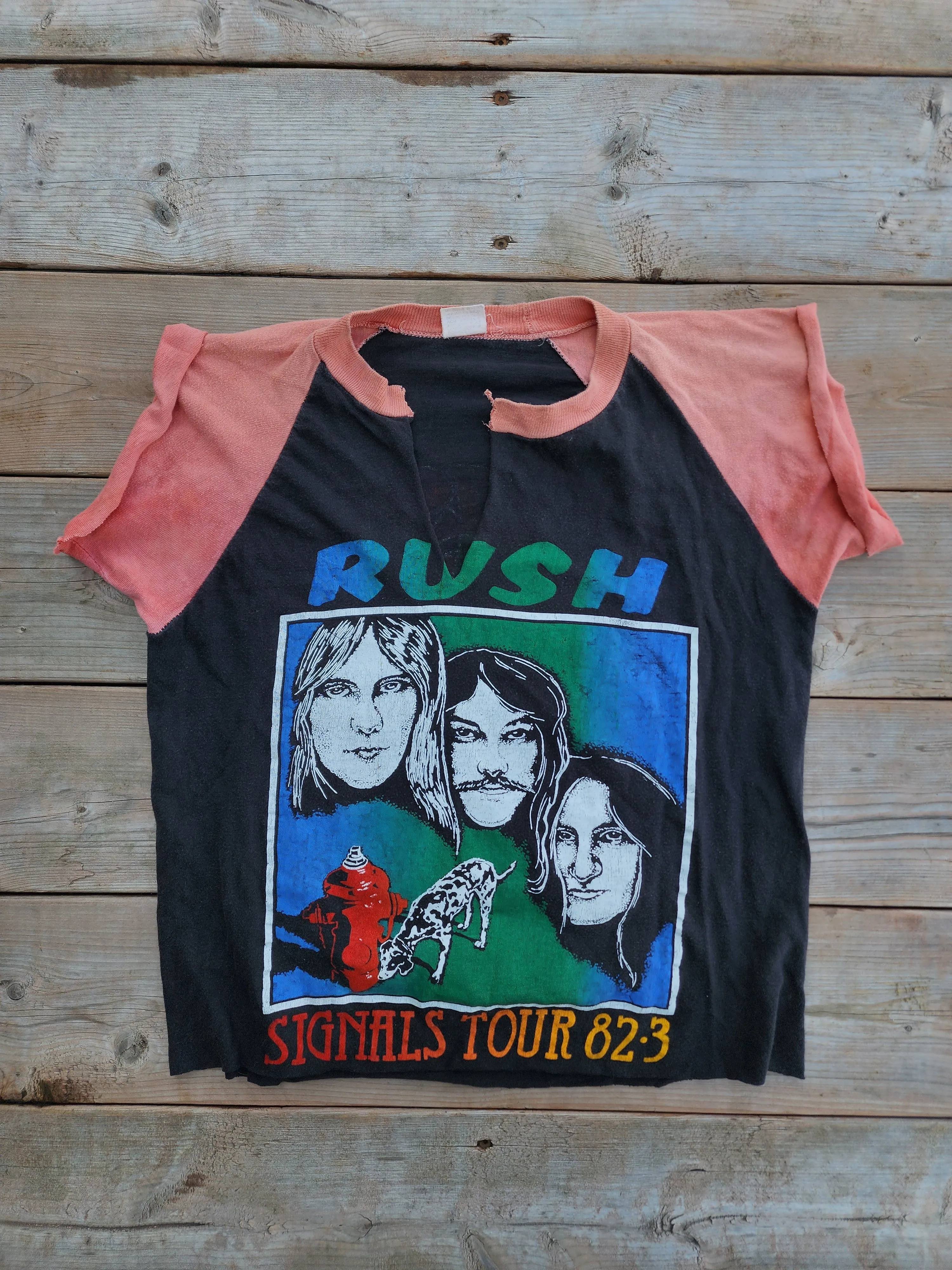 Vintage 1980's Rush, Signals Tour 82-83, Parking Lot Cut Off Shirt (Men's Small)