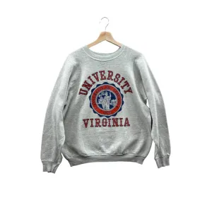 Vintage 1990's University of Virginia College Crest Logo Crewneck