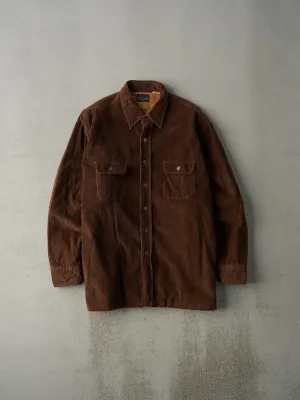 Vintage 90s Brown Corduroy Lined Button Up Jacket (L)