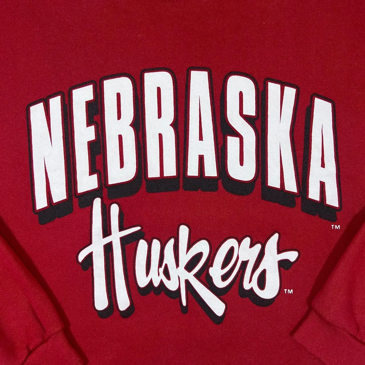 Vintage 90's NCAA NEBRASKA HUSKERS Made In USA College Sports Graphic Red Sweatshirt