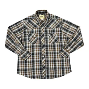 Vintage 90's WRANGLER "Western Fashion Snap Shirts" Cowboy Plaid Check Pearl Snap Popper Long Sleeve Shirt