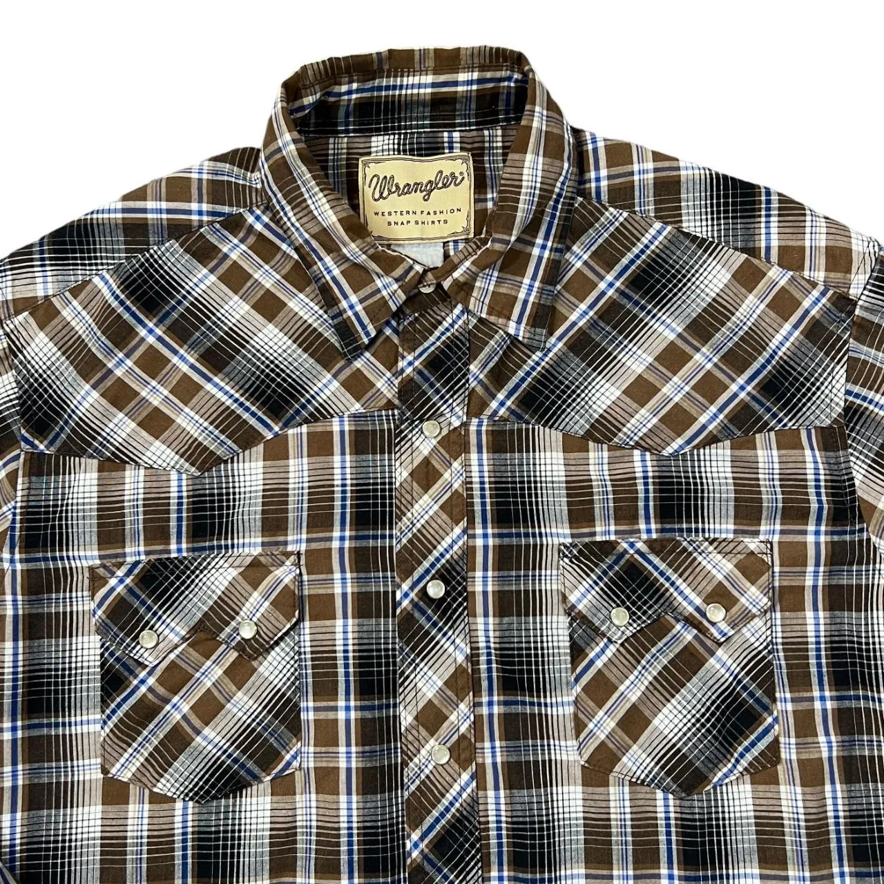 Vintage 90's WRANGLER "Western Fashion Snap Shirts" Cowboy Plaid Check Pearl Snap Popper Long Sleeve Shirt
