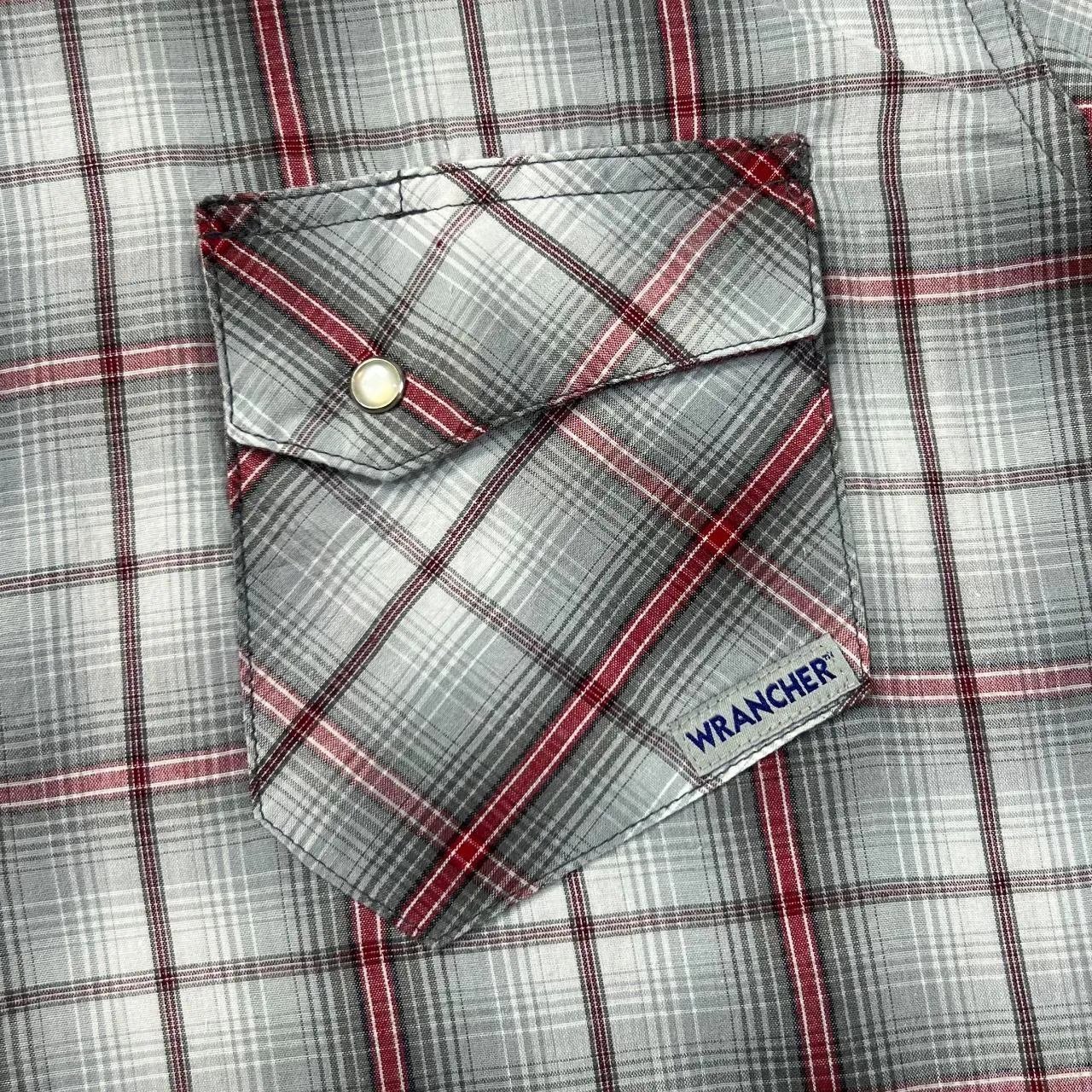 Vintage 90's WRANGLER "Wrancher Shirts" Cowboy Western Plaid Check Pearl Snap Popper Short Sleeve Shirt