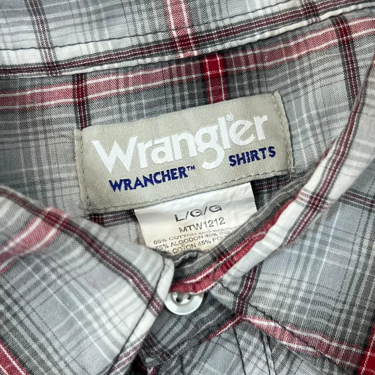 Vintage 90's WRANGLER "Wrancher Shirts" Cowboy Western Plaid Check Pearl Snap Popper Short Sleeve Shirt