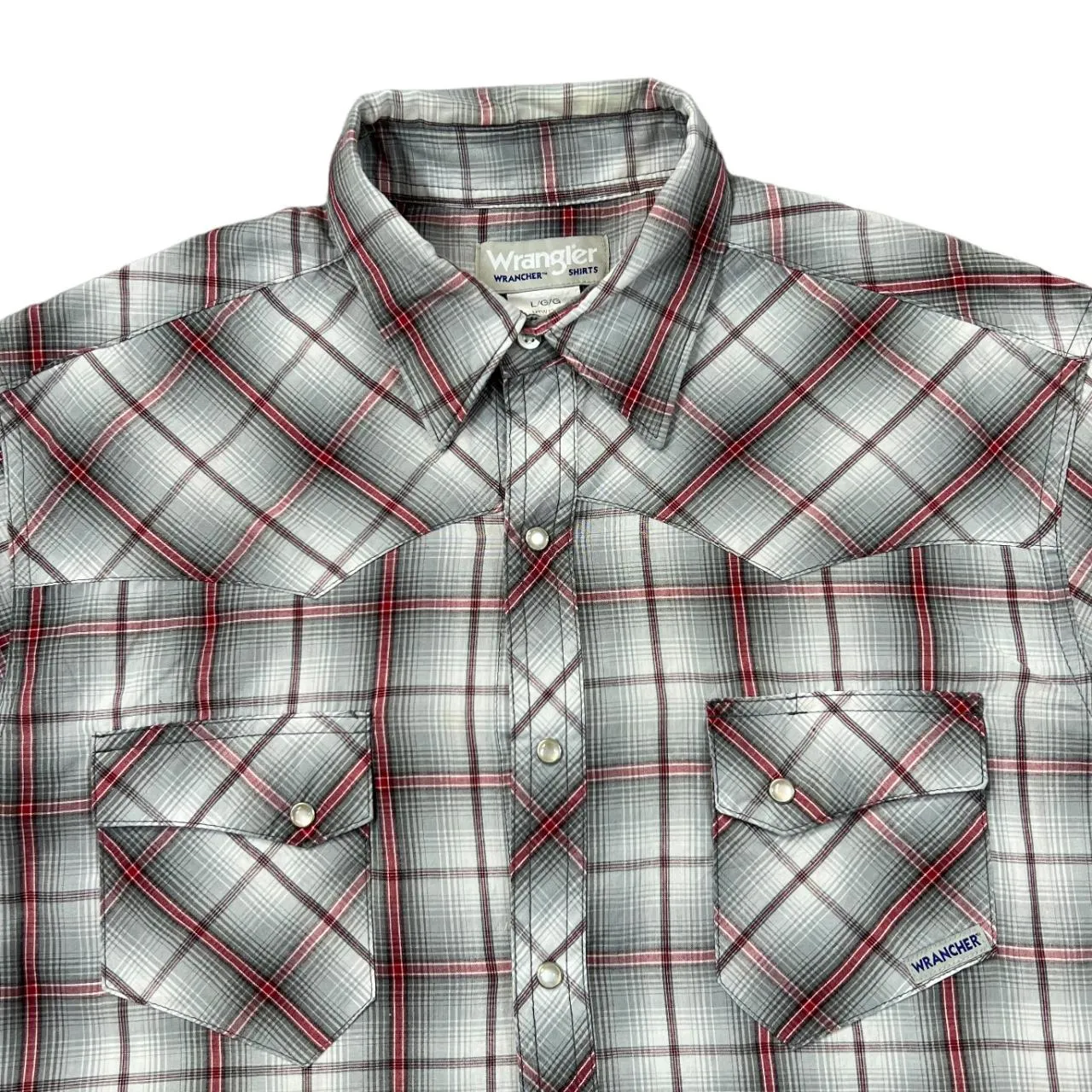Vintage 90's WRANGLER "Wrancher Shirts" Cowboy Western Plaid Check Pearl Snap Popper Short Sleeve Shirt