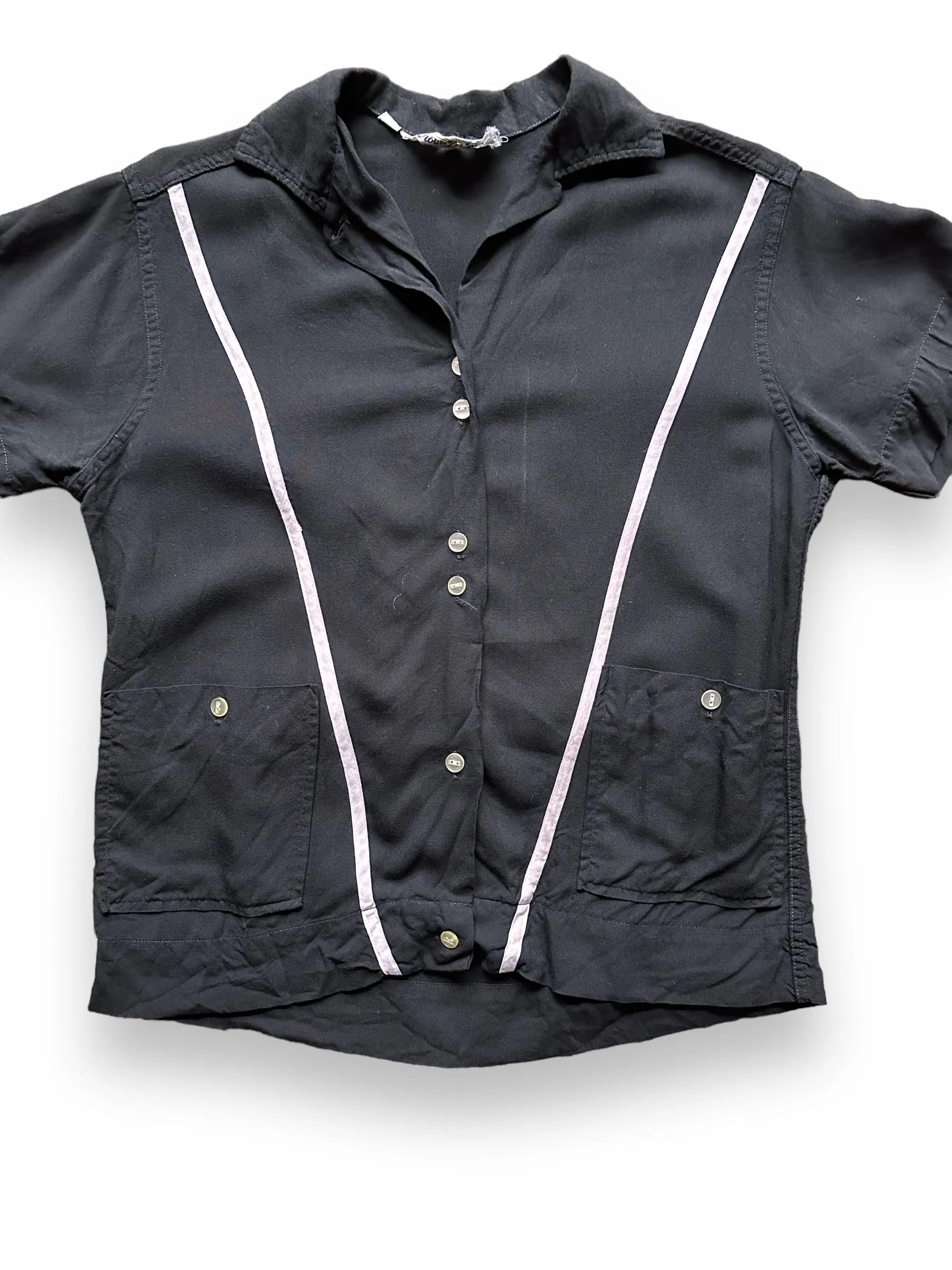 Vintage Black Rayon Ladies Bowling Shirt SZ 32 | Vintage Bowling Shirt Seattle | Barn Owl Vintage Seattle