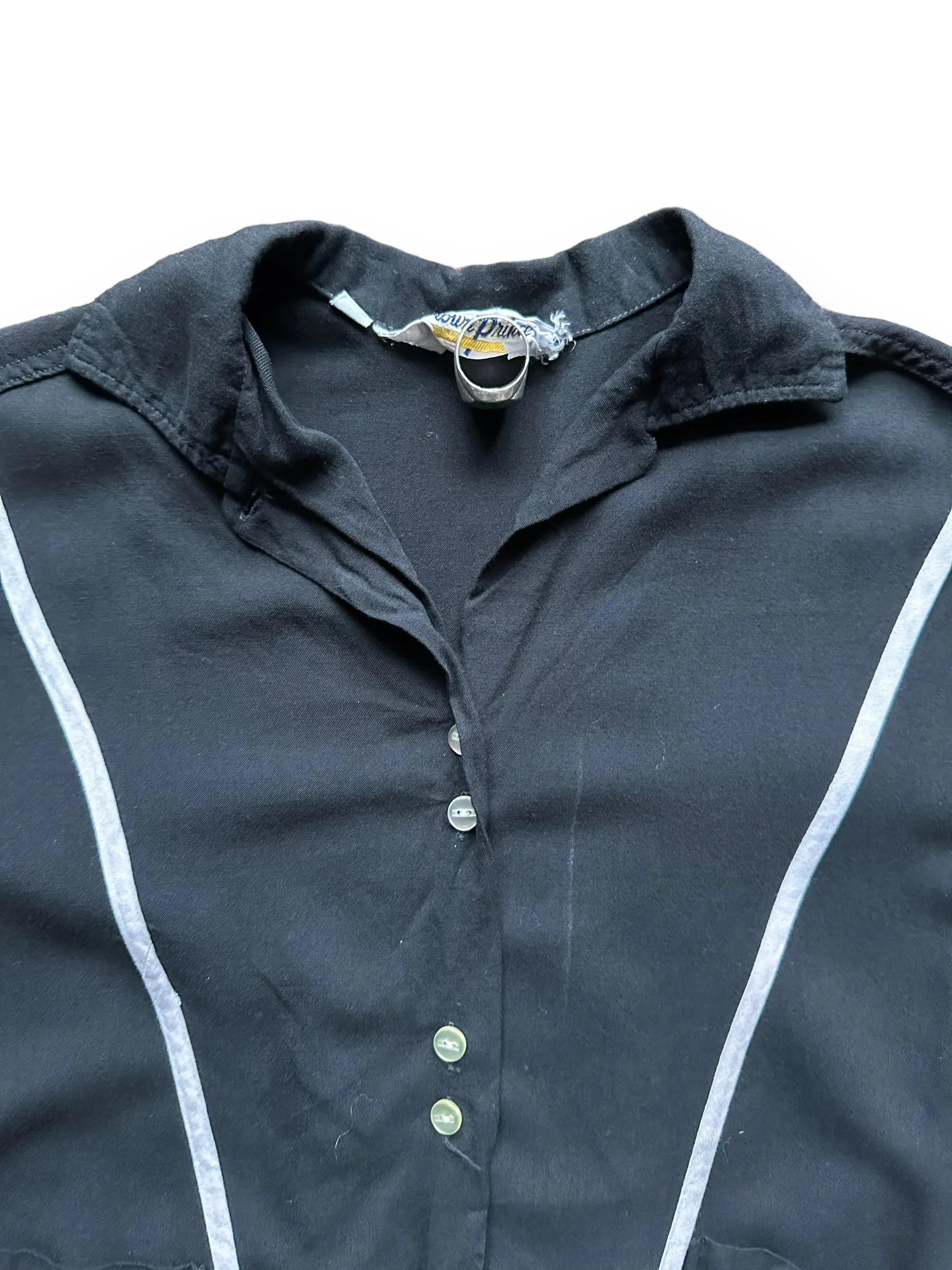 Vintage Black Rayon Ladies Bowling Shirt SZ 32 | Vintage Bowling Shirt Seattle | Barn Owl Vintage Seattle