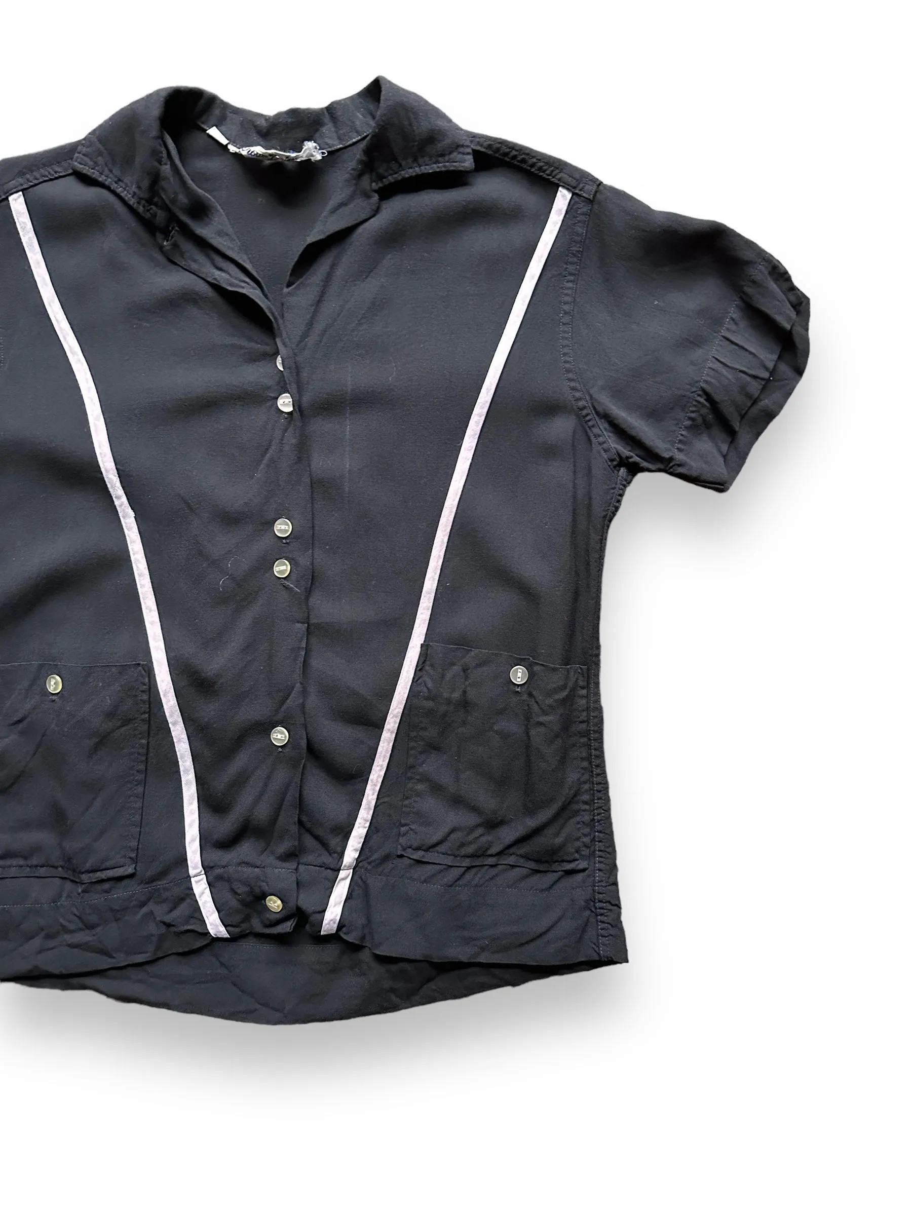 Vintage Black Rayon Ladies Bowling Shirt SZ 32 | Vintage Bowling Shirt Seattle | Barn Owl Vintage Seattle