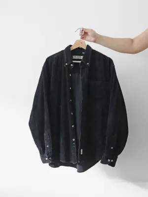 Vintage Black Wide Wale Corduroy Button Up (XL)