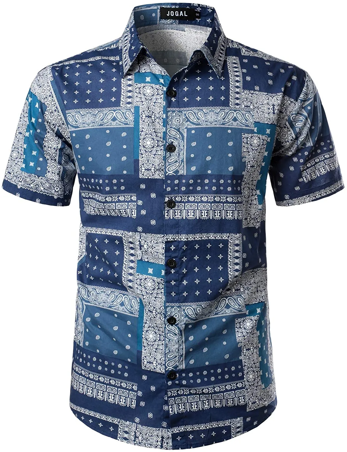 Vintage Blue Bandana Print Button Down Hawaiian Shirts