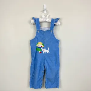 Vintage Blue Corduroy Applique Overalls 24 Months