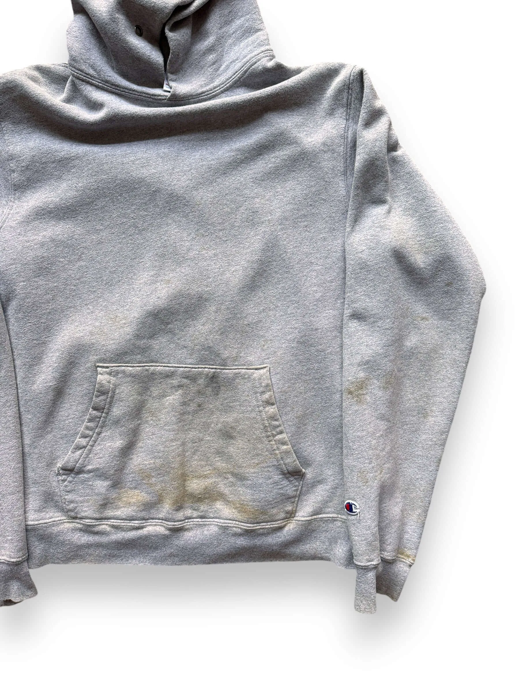 Vintage Champion Heather Grey Terry Fleece Hoodie SZ L