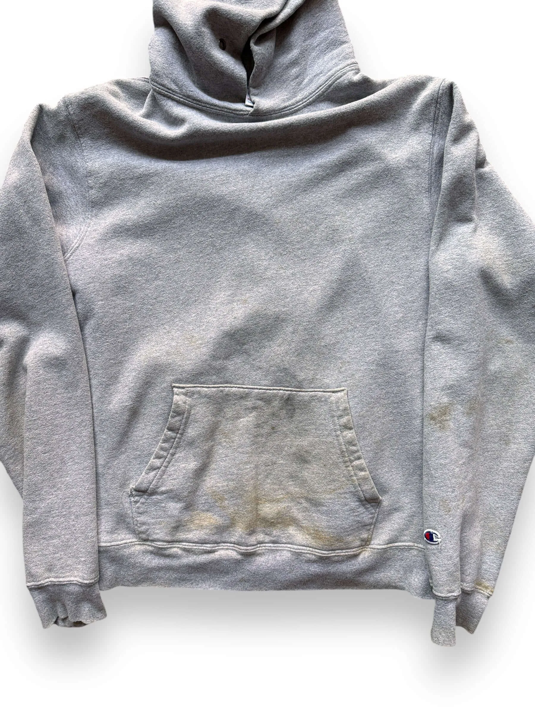 Vintage Champion Heather Grey Terry Fleece Hoodie SZ L