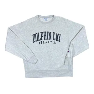 Vintage Champion Reverse Weave DOLPHIN CAY "Atlantis" Spellout Graphic Crewneck Sweatshirt