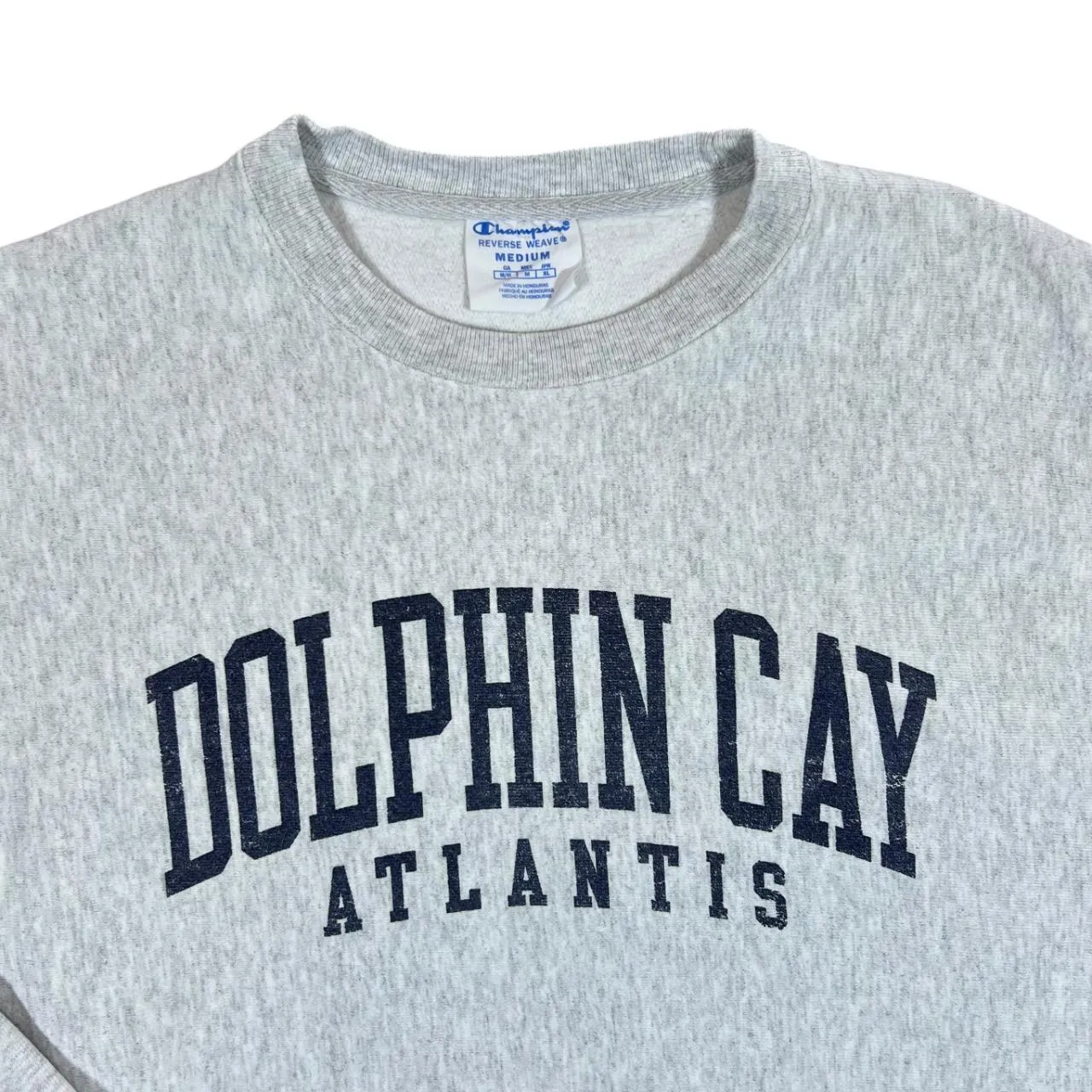 Vintage Champion Reverse Weave DOLPHIN CAY "Atlantis" Spellout Graphic Crewneck Sweatshirt