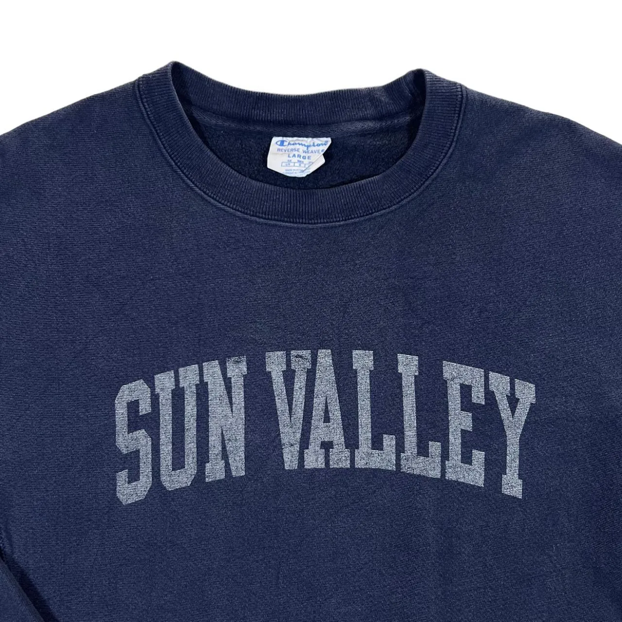 Vintage Champion Reverse Weave SUN VALLEY College Spellout Graphic Crewneck Sweatshirt