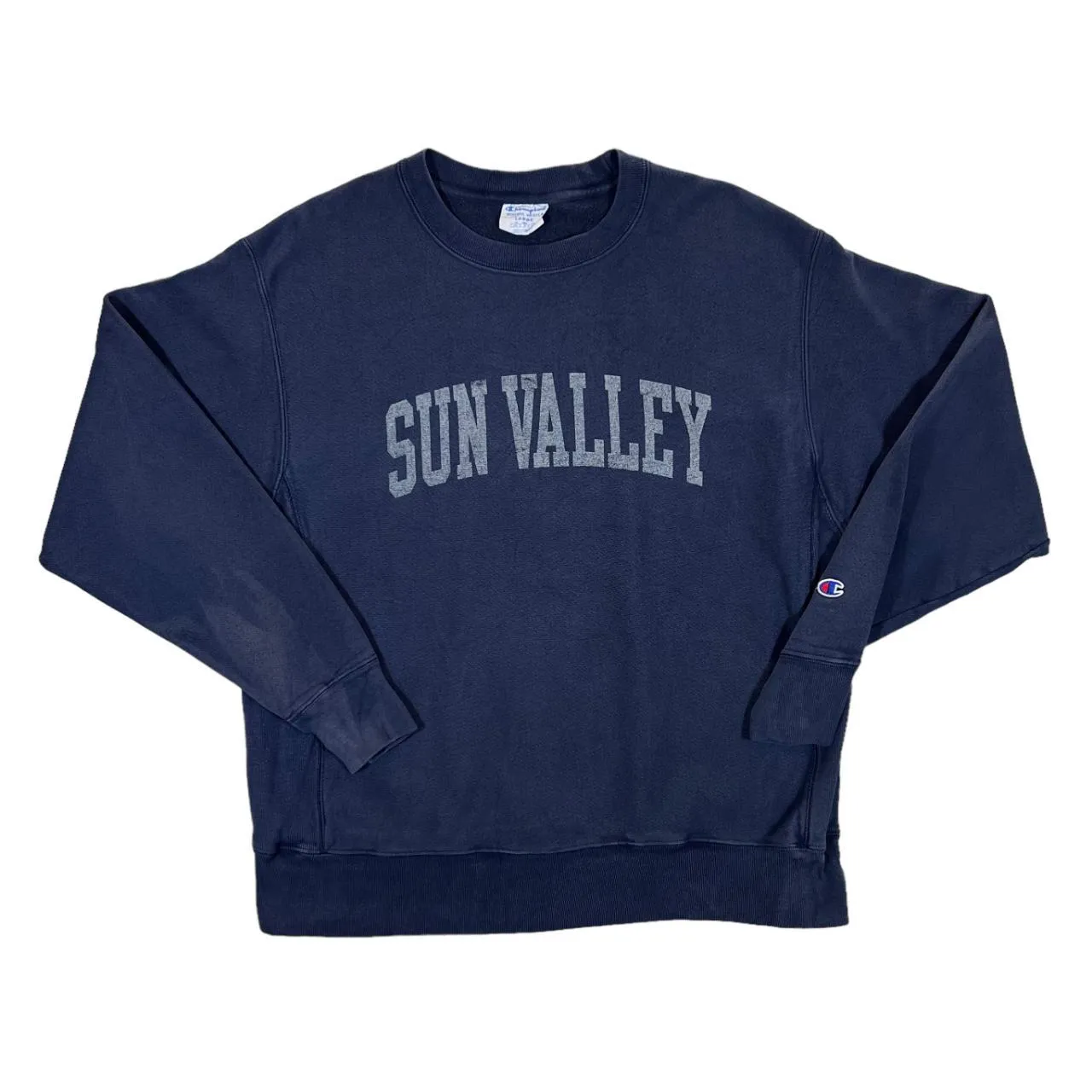 Vintage Champion Reverse Weave SUN VALLEY College Spellout Graphic Crewneck Sweatshirt