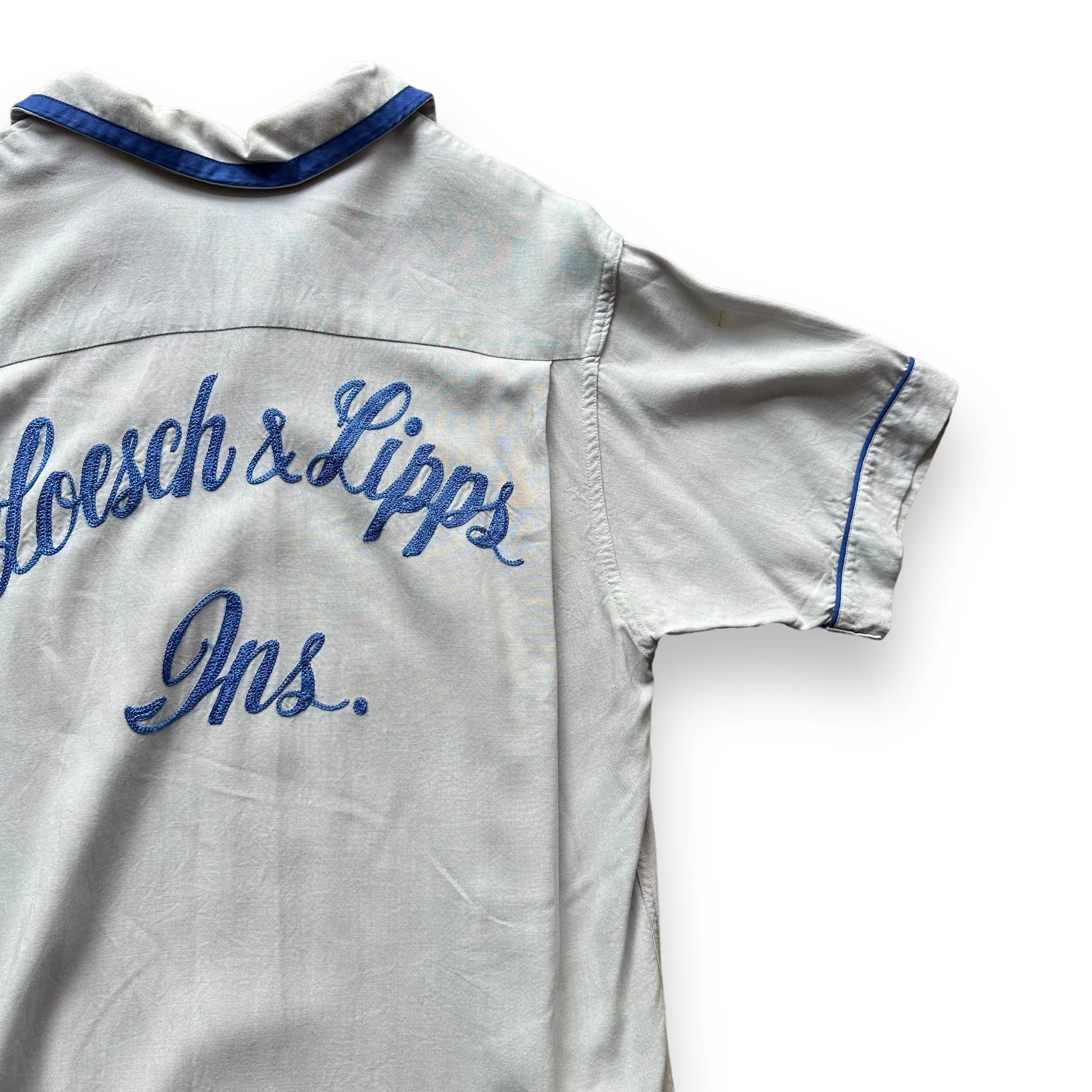 Vintage Crown Prince Light Blue Chainstitched Bowling Shirt SZ S | Vintage Bowling Shirt Seattle | Barn Owl Vintage Seattle