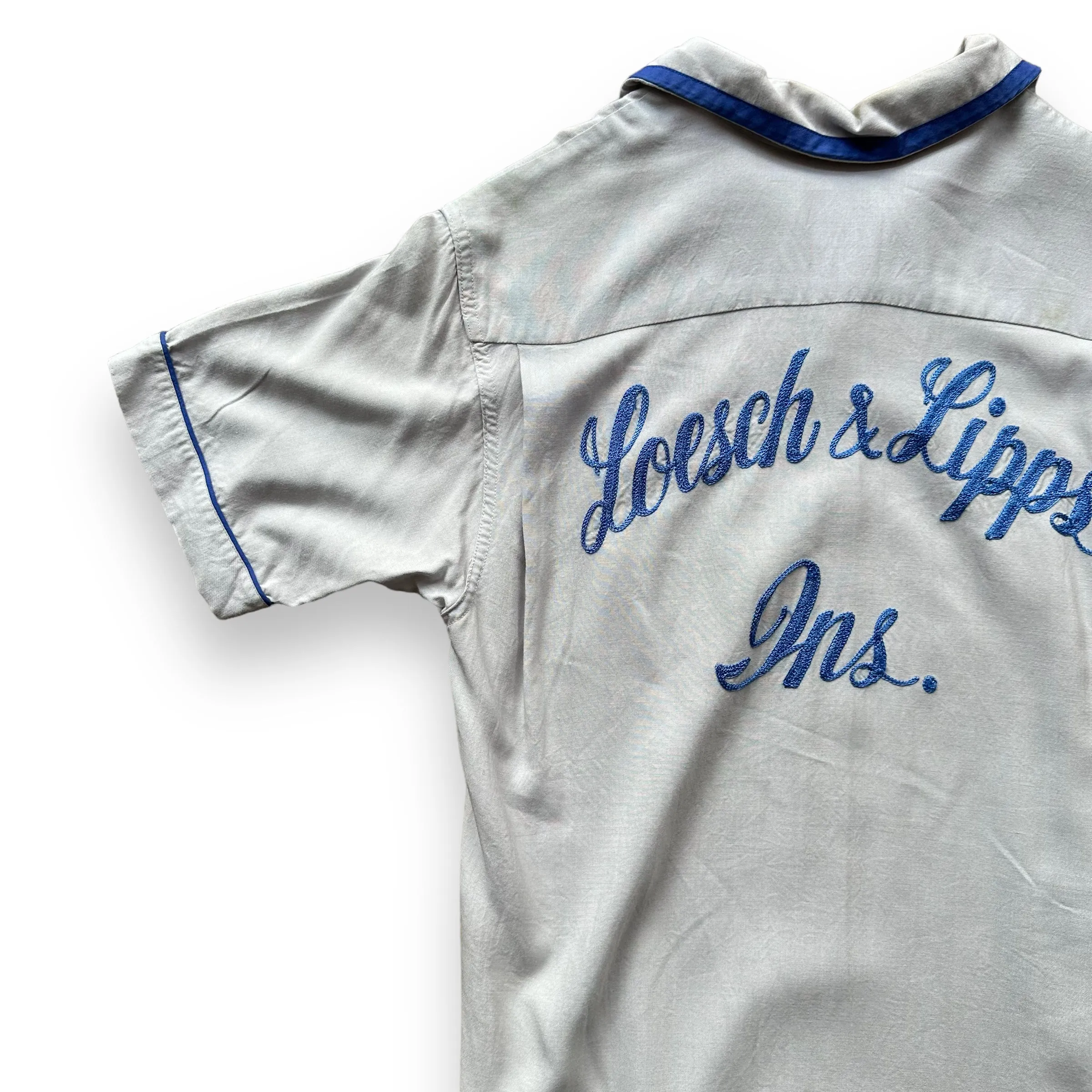 Vintage Crown Prince Light Blue Chainstitched Bowling Shirt SZ S | Vintage Bowling Shirt Seattle | Barn Owl Vintage Seattle
