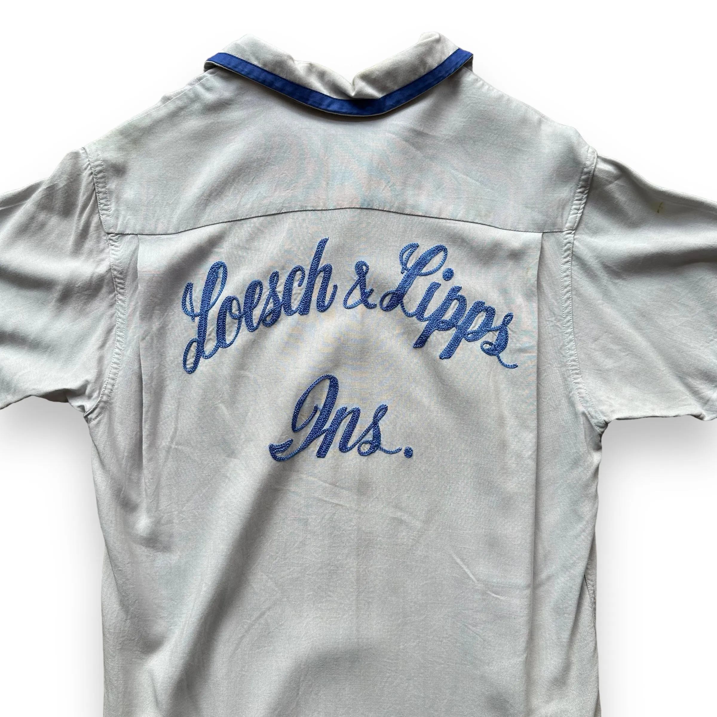 Vintage Crown Prince Light Blue Chainstitched Bowling Shirt SZ S | Vintage Bowling Shirt Seattle | Barn Owl Vintage Seattle