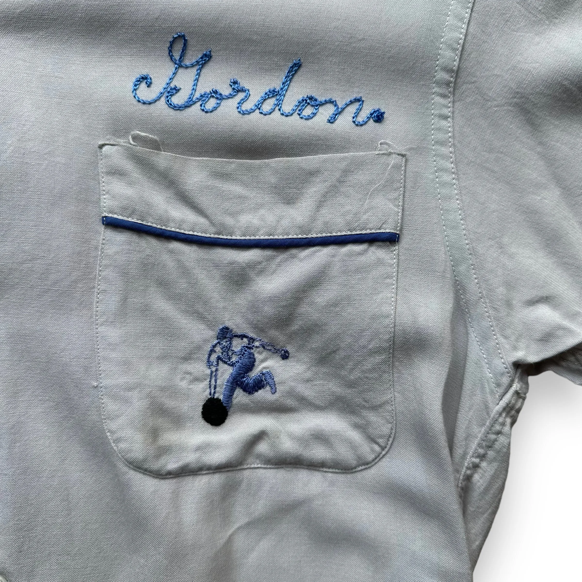 Vintage Crown Prince Light Blue Chainstitched Bowling Shirt SZ S | Vintage Bowling Shirt Seattle | Barn Owl Vintage Seattle