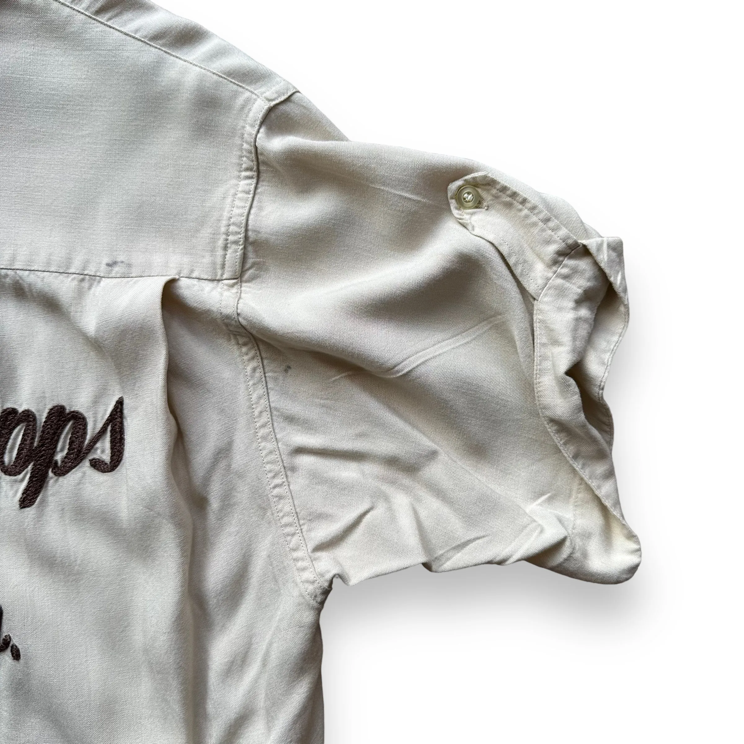 Vintage Crown Prince Light Brown Chainstitched Bowling Shirt SZ S | Vintage Bowling Shirt Seattle | Barn Owl Vintage Seattle